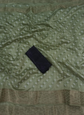 MUKHITA Printed Kanjivaram Khadi, Silk Blend Saree(Green)