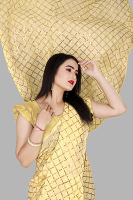 DDRS Fashion Embroidered Bollywood Georgette Saree(Gold)