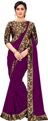 Rashiklal & Co. Self Design Bollywood Georgette Saree(Purple)