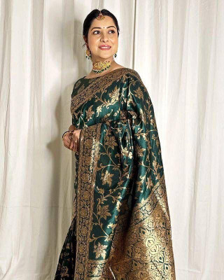 Miss Beelee Printed Banarasi Jacquard Saree(Green)