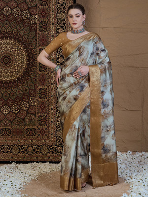 ANOUK Woven Chinnalapattu Viscose Rayon Saree(Beige)
