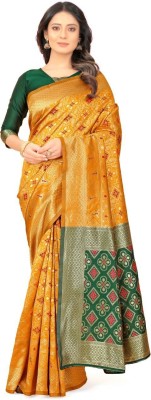 Pritam Printed Banarasi Art Silk Saree(Yellow)