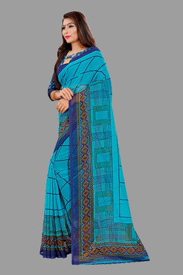 Vimalnath Synthetics Printed Mysore Georgette Saree(Blue)
