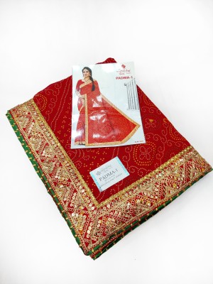 Ranisatiya Creation Printed Bandhani Georgette Saree(Red)