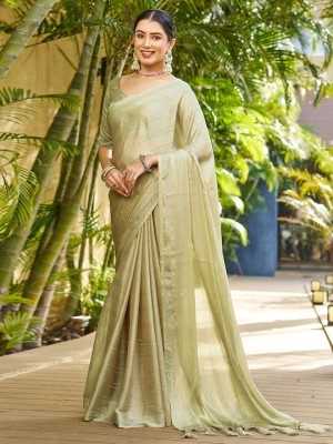 Divastri Self Design Bollywood Silk Blend, Georgette Saree(Light Green)