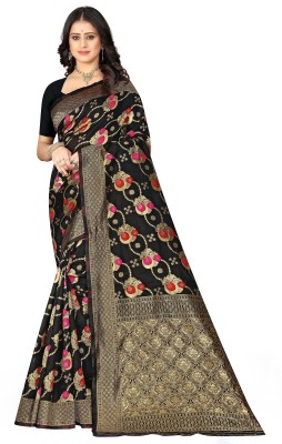 AMK FASHION Woven Banarasi Pure Silk, Art Silk Saree(Black)