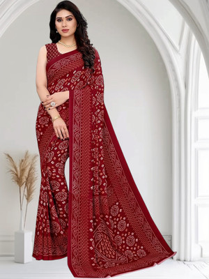Grubstaker Printed Daily Wear Georgette Saree(Multicolor)
