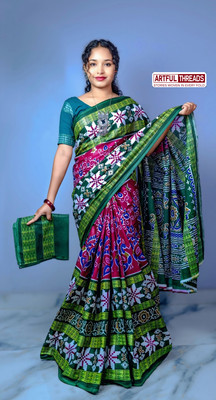 ARTFULTHREADS Printed, Graphic Print Sambalpuri Pure Cotton Saree(Multicolor)