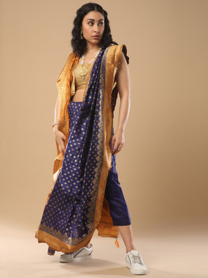 Sareemall Printed Bandhani Art Silk Saree(Dark Blue)