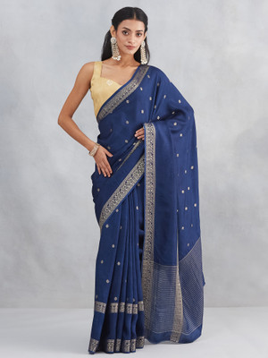 ANOUK Woven Banarasi Viscose Rayon Saree(Dark Blue)