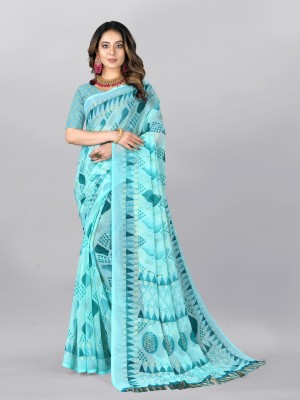 Divastri Printed Bollywood Chiffon Saree(Light Blue)