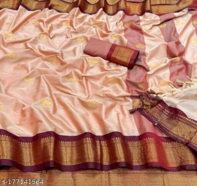 Paithani Woven Paithani Pure Silk Saree(Cream)