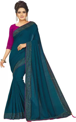 Juhi Collection Embroidered Bollywood Georgette Saree(Dark Green)