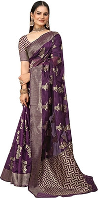 Sari Satva Self Design Bollywood Organza Saree(Purple)