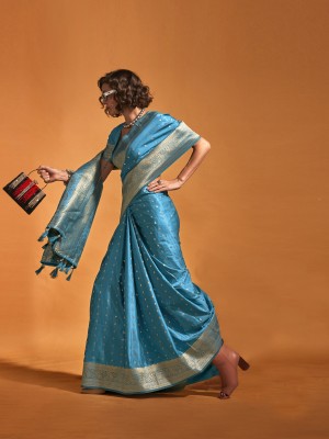 Divastri Woven Banarasi Satin Saree(Light Blue)