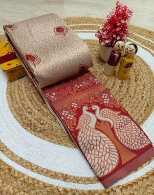Harshiv Textile Printed Banarasi Art Silk Saree(Maroon)