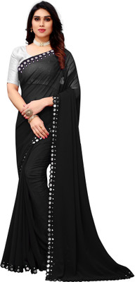 Vivan Fab Embellished Bollywood Georgette, Silk Blend Saree(Black)