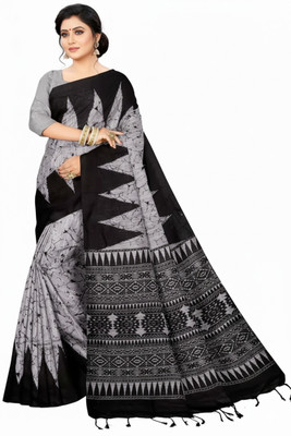 DUGGE FASHION Printed Sambalpuri Pure Cotton Saree(Magenta)