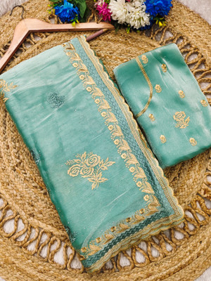 LADY MOR Embroidered Bollywood Jimmy choo Saree(Light Blue)