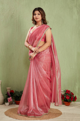 DHARMRAJ ENTERPRISE Embellished Bollywood Silk Blend Saree(Pink)