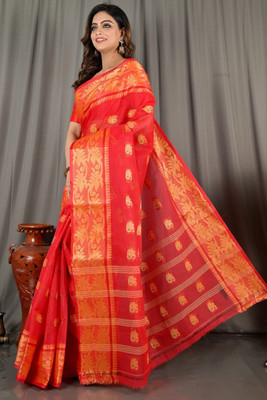 CommonHouseee Self Design Tant Pure Cotton Saree(Multicolor)