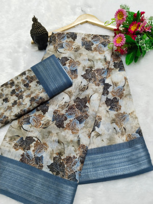 HouseOfCommon Printed, Checkered Kanjivaram Cotton Linen, Linen Saree(Multicolor)
