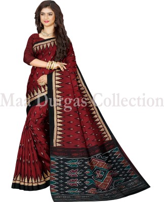 Maadurgas Printed Sambalpuri Cotton Blend Saree(Red)