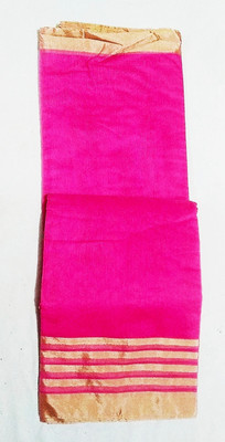 AARTI SAREES Solid/Plain Kota Doria Net Saree(Pink, Gold)