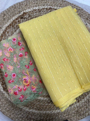 CLICKTHEMALL Self Design Bollywood Georgette Saree(Yellow)