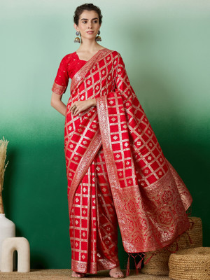 RK Creation Printed Bollywood Cotton Silk Saree(Red)