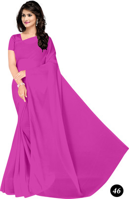 STAVA CREATION Solid/Plain Daily Wear Georgette Saree(Pink)