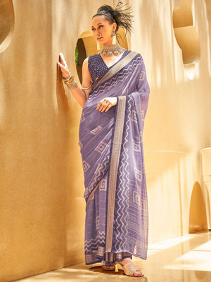 ANOUK Printed Daily Wear Georgette Saree(Purple)