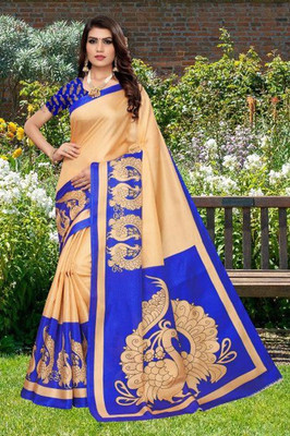 Gugaliya Printed Bollywood Art Silk, Cotton Blend Saree(Multicolor)