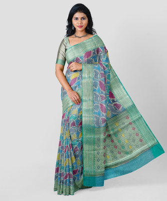 Tahira creation Woven, Self Design Banarasi Silk Blend Saree(Blue)
