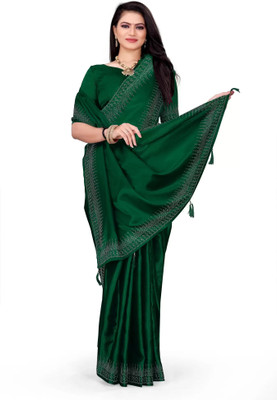 rudraCreation Self Design Bollywood Chiffon, Georgette Saree(Green)