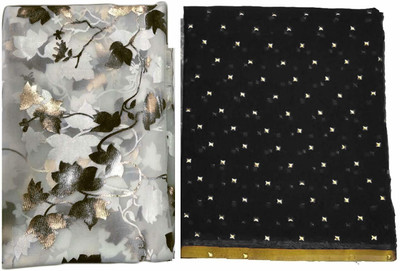 Egretail Floral Print Daily Wear Chiffon Saree(Black)