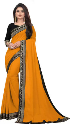 OKTAT Solid/Plain Banarasi Georgette Saree(Yellow)