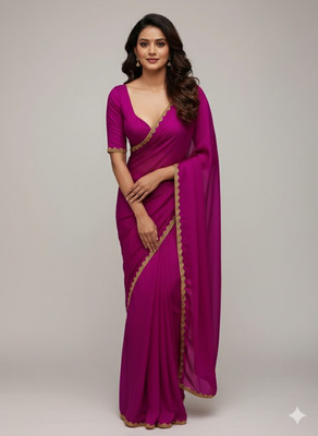 Tokyo Fashion Solid/Plain Bollywood Silk Blend Saree(Pink)
