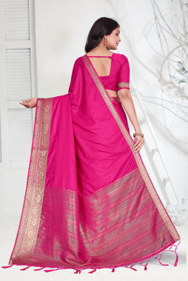 Aarunika SBT Solid/Plain Bollywood Pure Silk Saree(Pink)