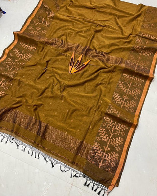 Lakshmi Boutique Woven Jamdani Handloom Jacquard Saree(Blue, Gold)