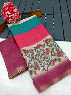 AARAANA Woven Kanjivaram Linen Saree(Multicolor)