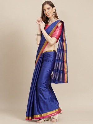 Arriva Fab Woven Kanjivaram Cotton Silk Saree(Blue)