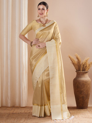 Sareemall Woven Banarasi Tissue Saree(Gold)