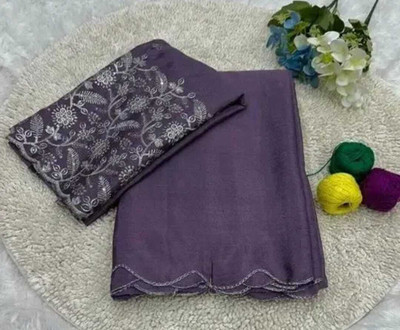 kridhey enterprise Embroidered, Self Design Bollywood Chiffon Saree(Purple)