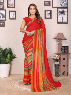 Moda Rapido Floral Print Bollywood Georgette Saree(Orange)