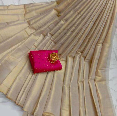 JAY BHAWANI TEX FAB Solid/Plain Banarasi Art Silk Saree(Black)