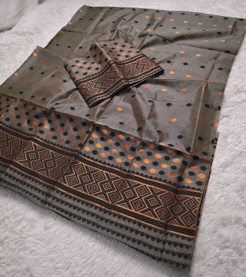 Skiran's Woven Mekhela Chador Tussar Silk Saree(Grey)