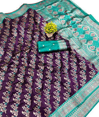 Ratnavali Woven Banarasi Silk Blend, Art Silk Saree(Purple)