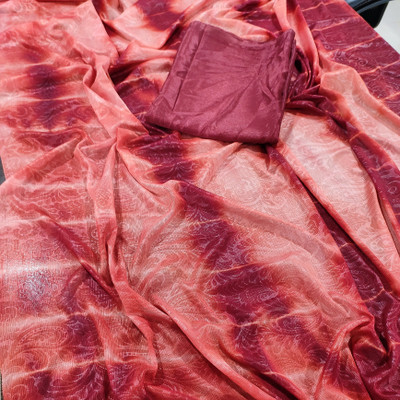 DIVYASHAKTI FASHION Printed Bhagalpuri Silk Blend Saree(Maroon)