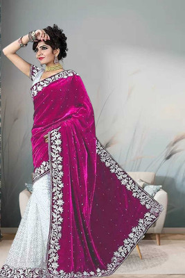 Freydis Self Design Banarasi Velvet Saree(Pink)